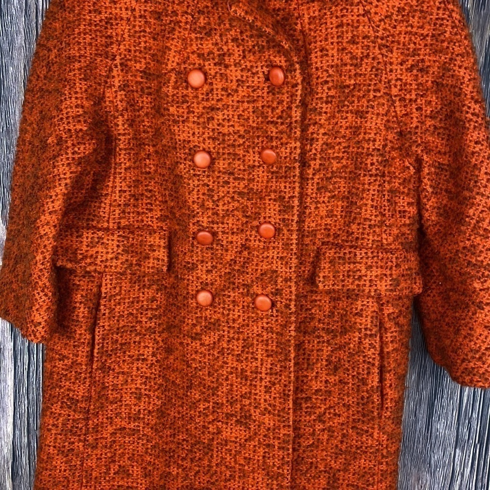 Vintage Woman’s Di Vinci By Roberto California Orange Knit Buttoned Down Coat - Picture 3 of 13